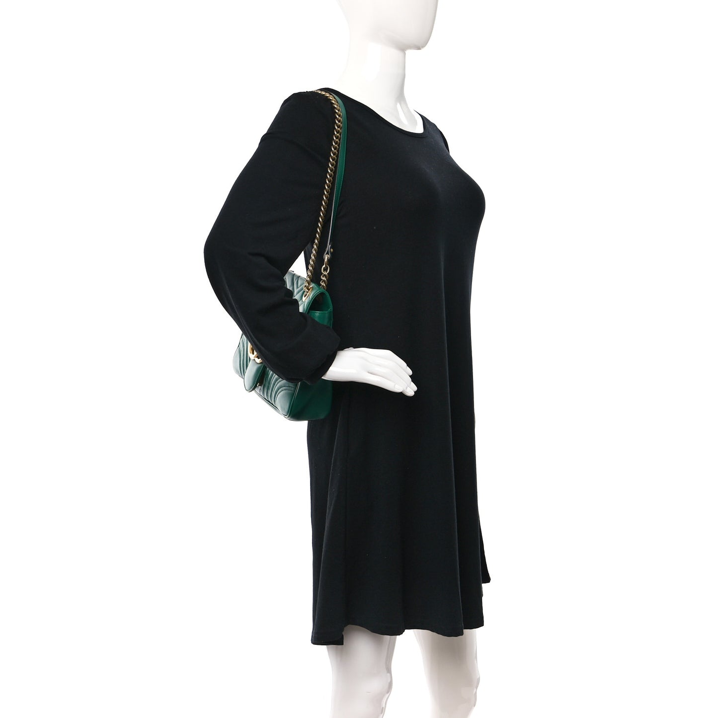 Calfskin Matelasse Medium GG Marmont Shoulder Bag Emerald Green