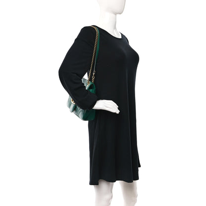 Gucci Calfskin Matelasse Medium GG Marmont Shoulder Bag Emerald Green 2 of 12