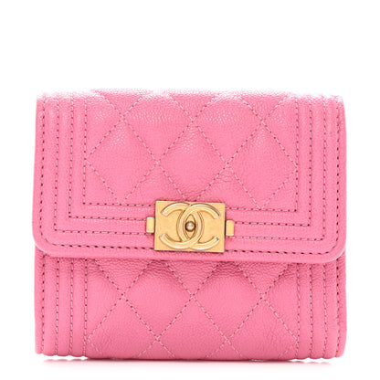 Chanel Caviar Quilted Compact Boy Wallet Pink 1 of 8