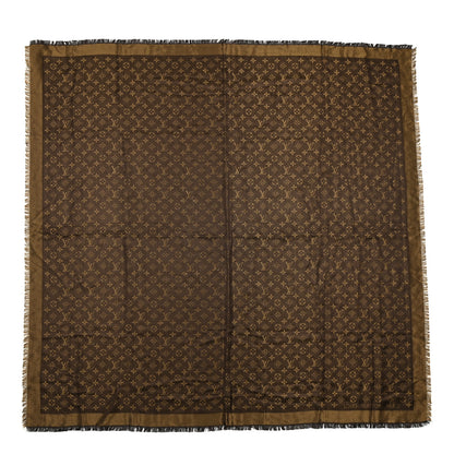 Louis Vuitton Silk Lurex Wool Monogram Shine Shawl Brown 1 of 4