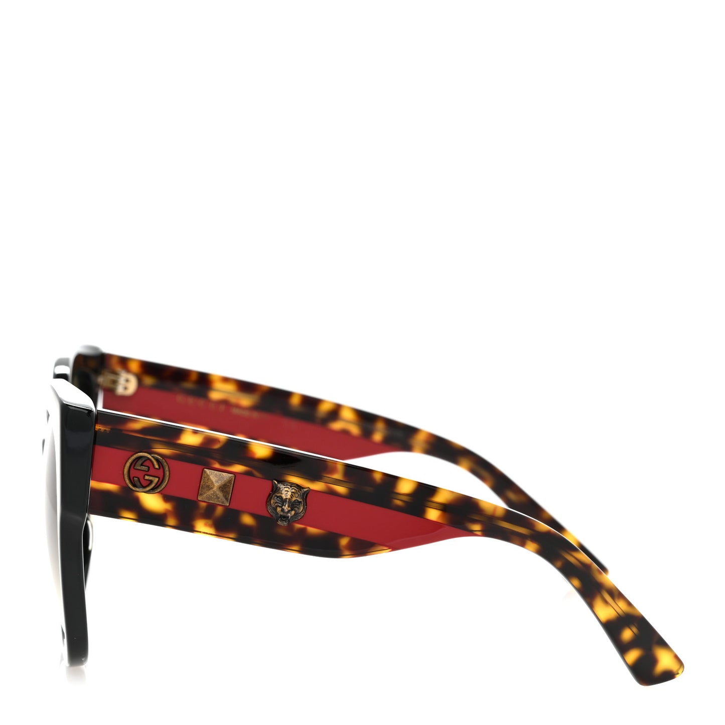 Acetate Square Frame Web Sunglasses GG0059S Black Tortoise