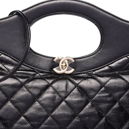 Chanel Aged Calfskin Quilted Large 31 Shopping Bag Black 10 of 10