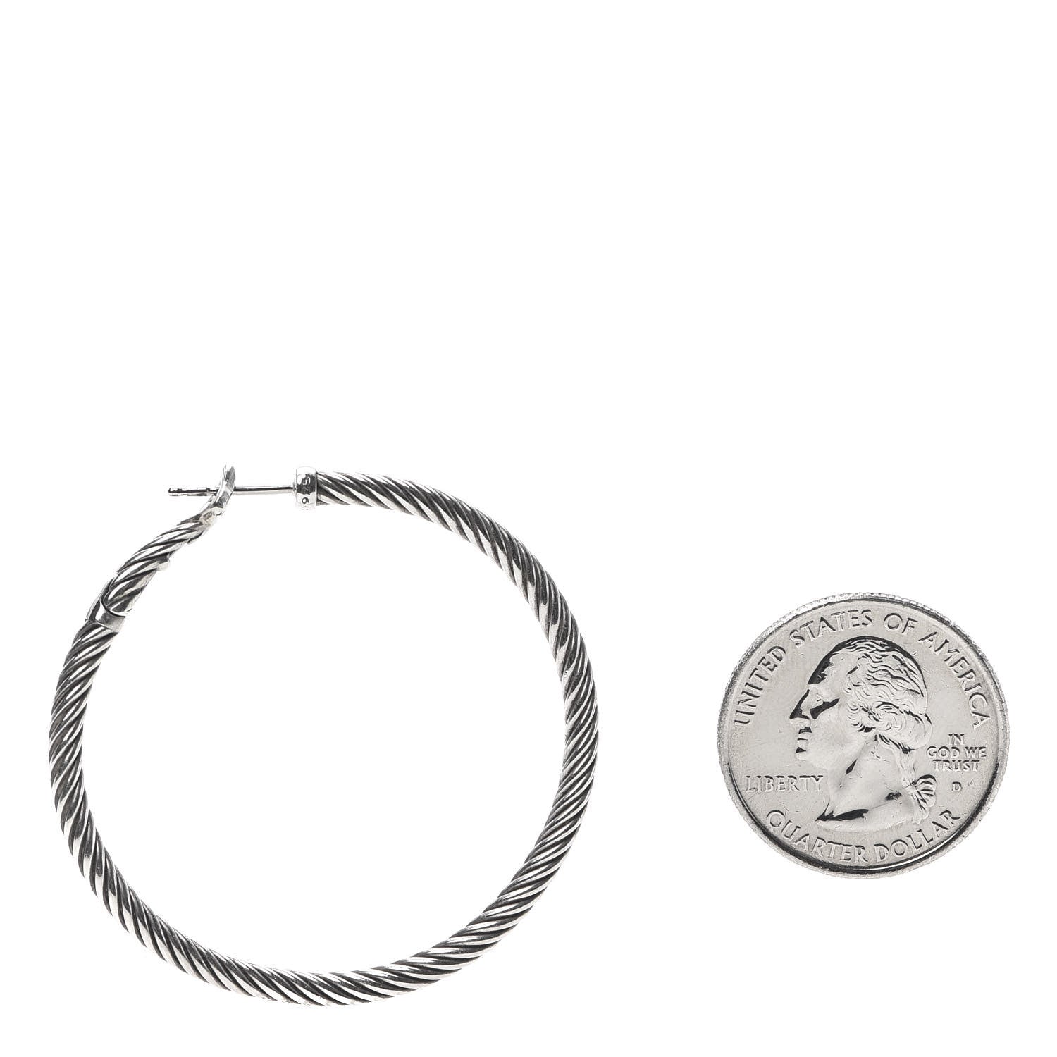 David Yurman Sterling Silver Large Cable Classics Hoop Earrings 2 of 5