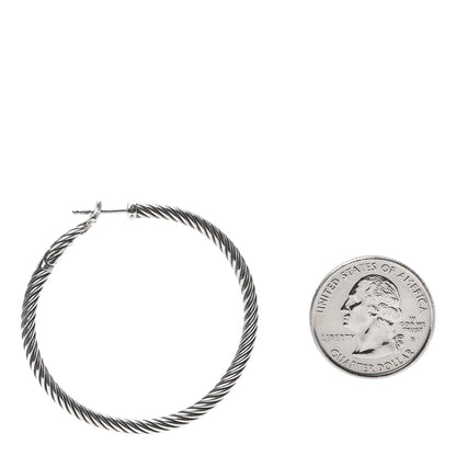 David Yurman Sterling Silver Large Cable Classics Hoop Earrings 2 of 5