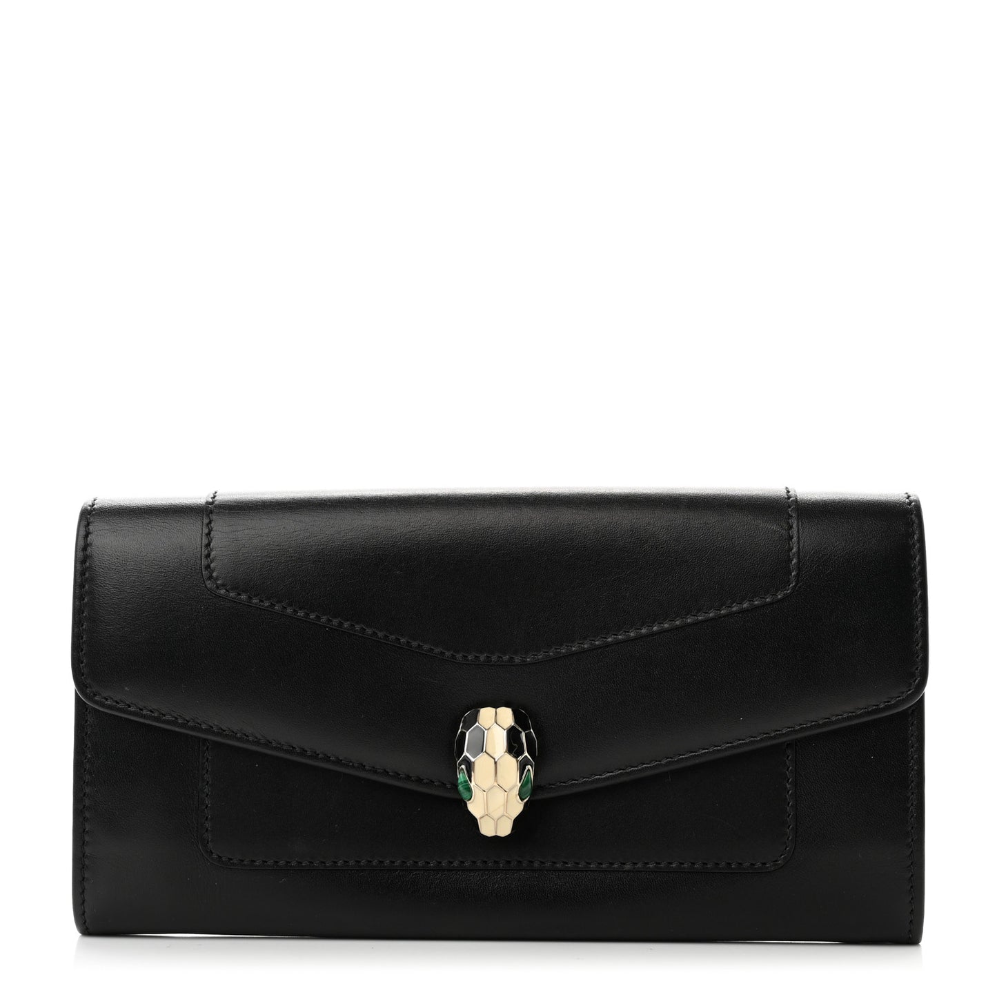 Calfskin Serpenti Forever Wallet Black