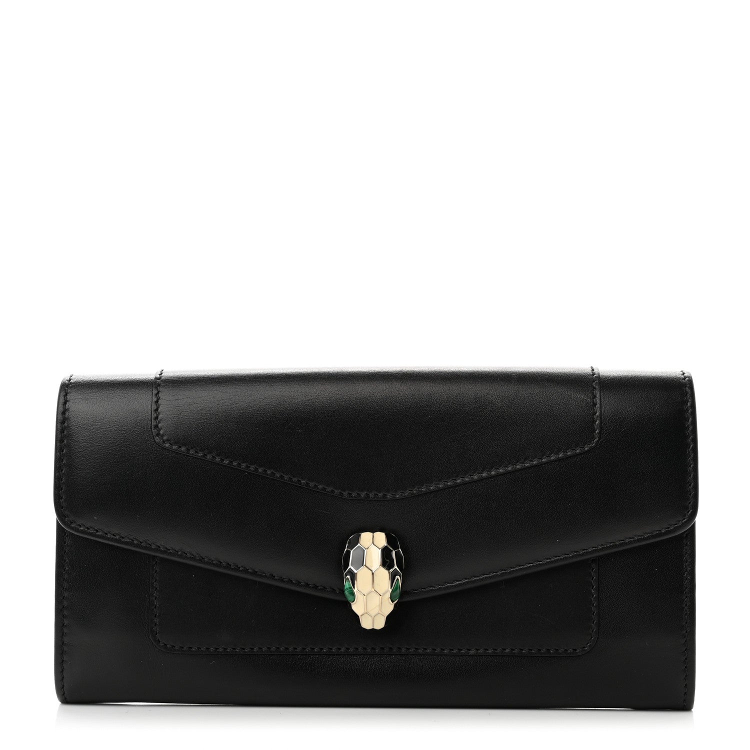 Bulgari Calfskin Serpenti Forever Wallet Black 1 of 9