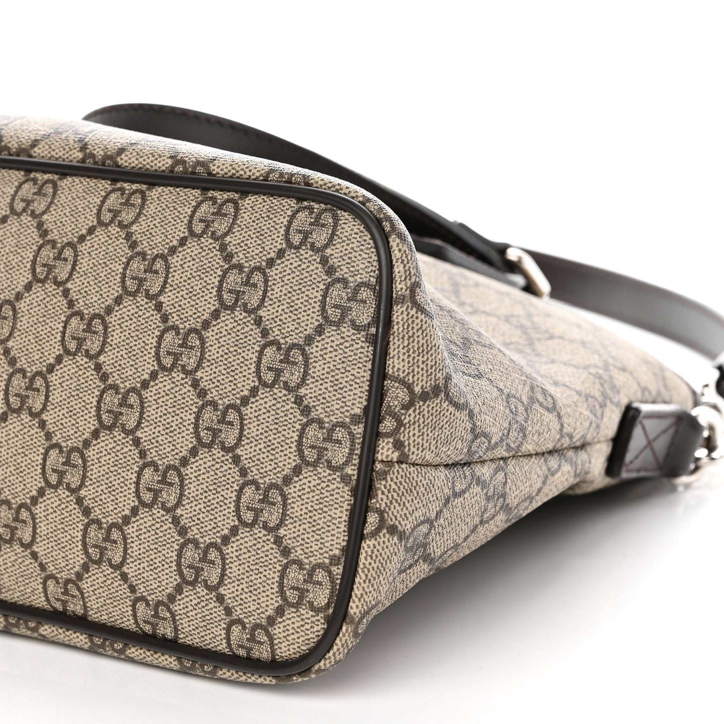 GG Supreme Monogram Small Zippered Tote Dark Brown