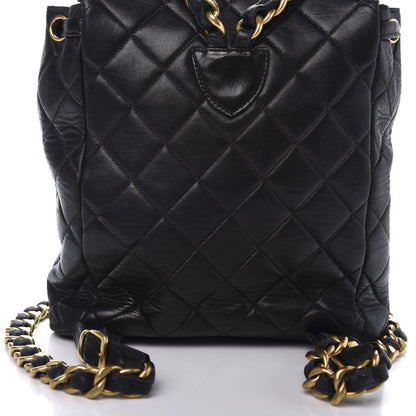 Chanel Lambskin Quilted Drawstring Backpack Black 15 of 16