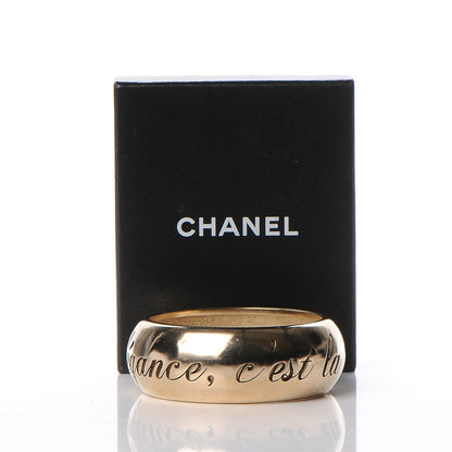 Chanel Wide L'Elegence French Quote Bangle Gold 6 of 6