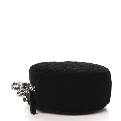 Chanel Suede Camellia Quilted Round Clutch With Chain Black 4 of 11