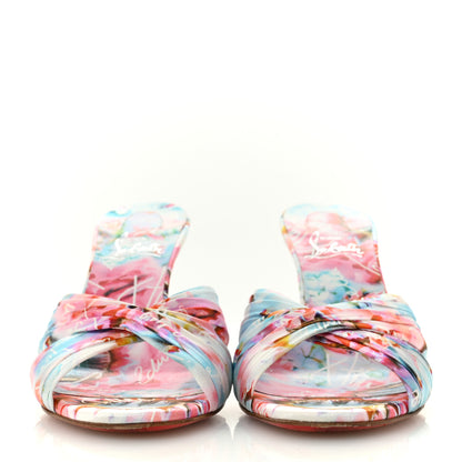 Christian Louboutin Crepe Satin Celebration Print Nicol Is Back 85 Slide Sandals 39 Multicolor 3 of 10