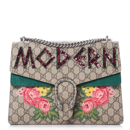 Gucci GG Supreme Monogram Embroidered Medium Dionysus Shoulder Bag Emerald 1 of 7