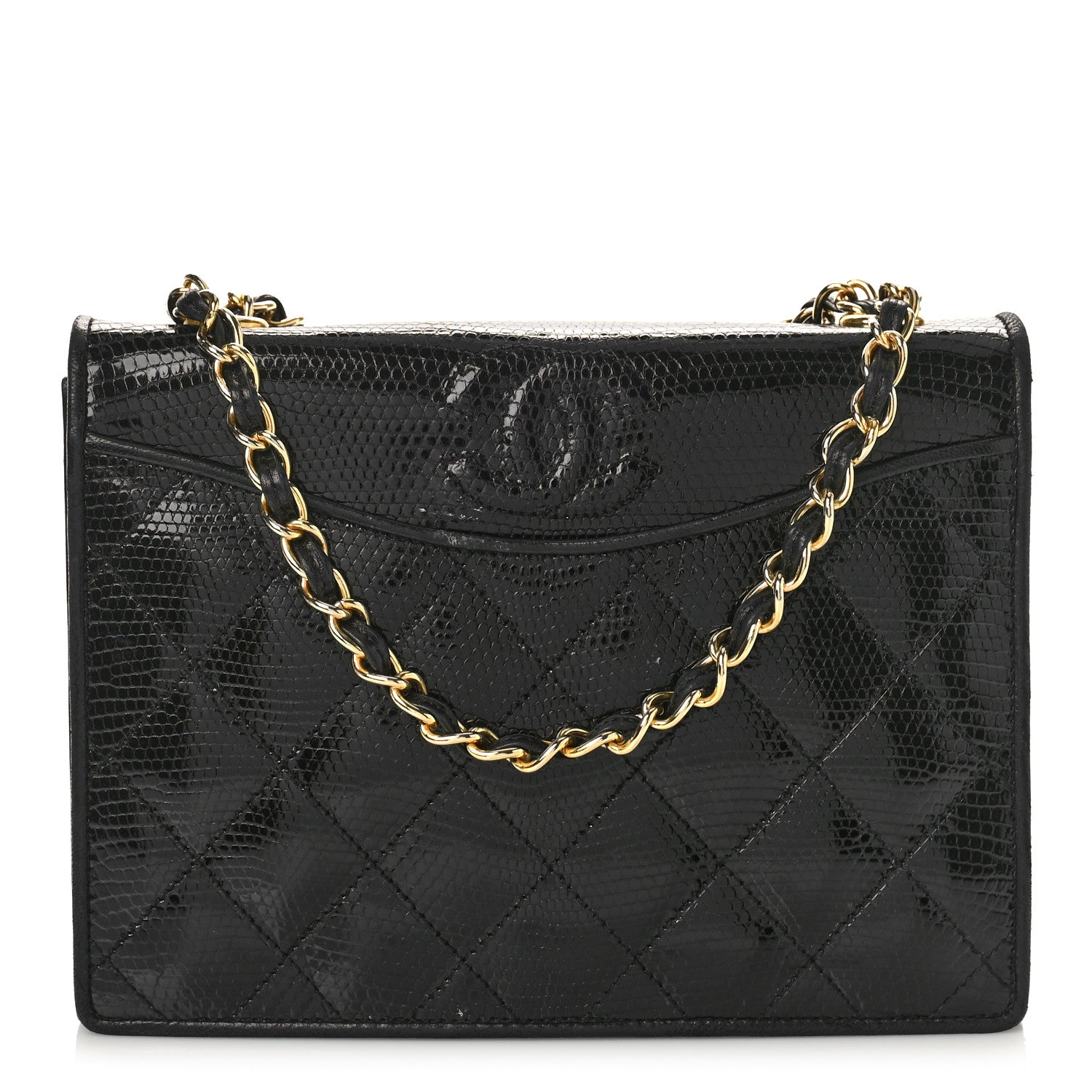 Chanel Lizard Quilted CC Single Flap Bag Black 1 of 13