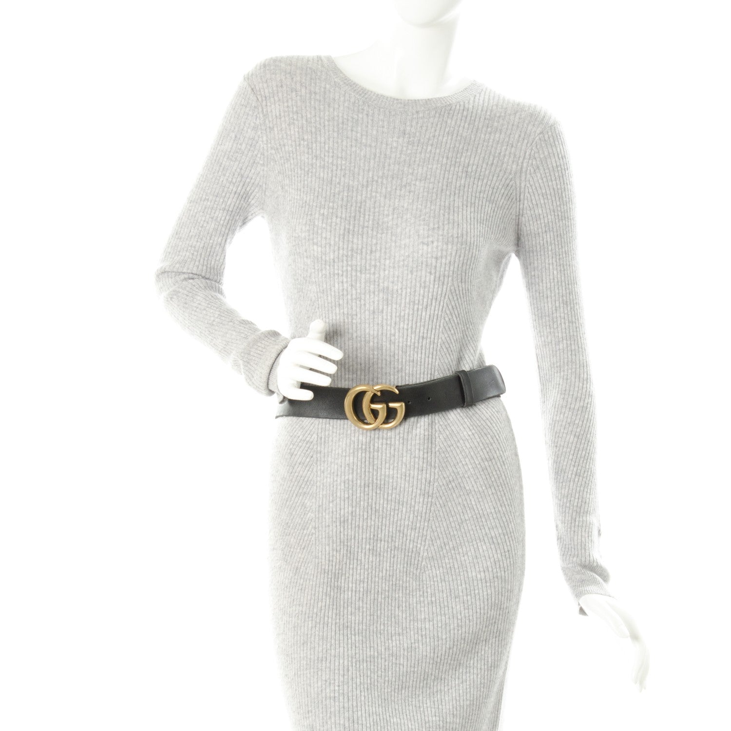 Gucci Faded Calfskin Double G 40mm Belt 80 32 Black 2 of 4