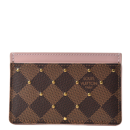Louis Vuitton Damier Ebene Studded Card Holder Rose Ballerine 1 of 6