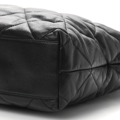 Chanel Lambskin Quilted Drawstring Shopping Bag Black 10 of 11