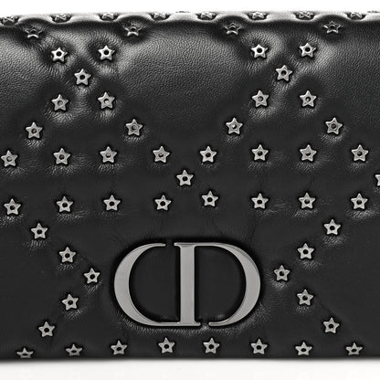 Christian Dior Calfskin Star Motif Macrocannage Mini Caro Bag Black 7 of 9
