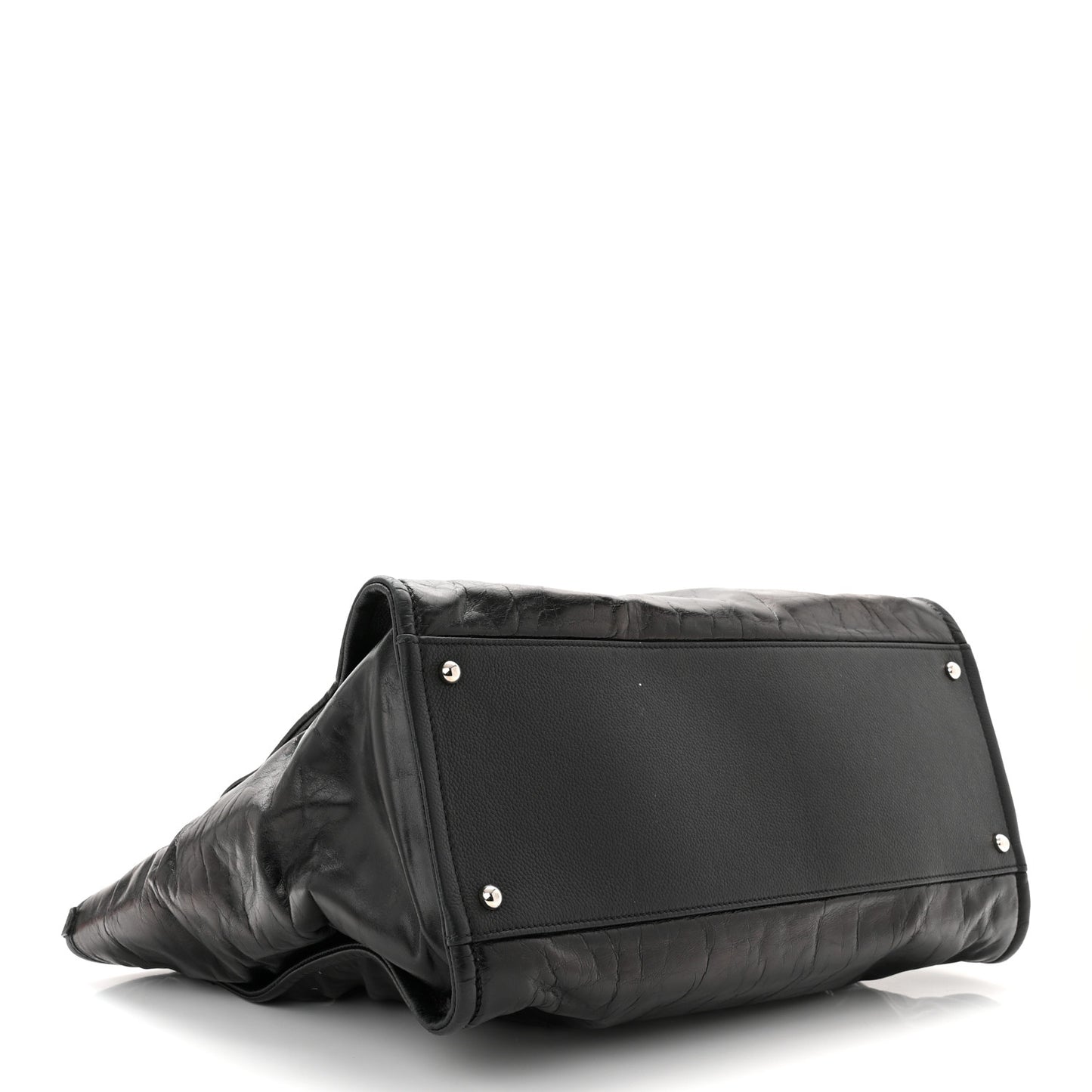 Glazed Calfskin Medium Deauville Tote Black