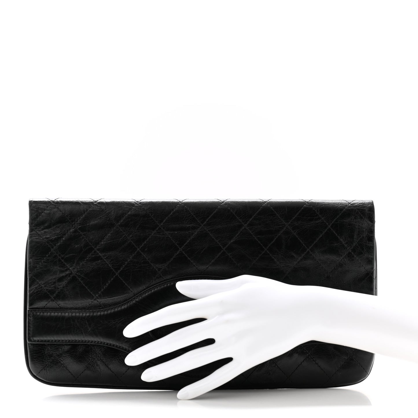 Shiny Crumpled Calfskin Large 31 Pouch Black