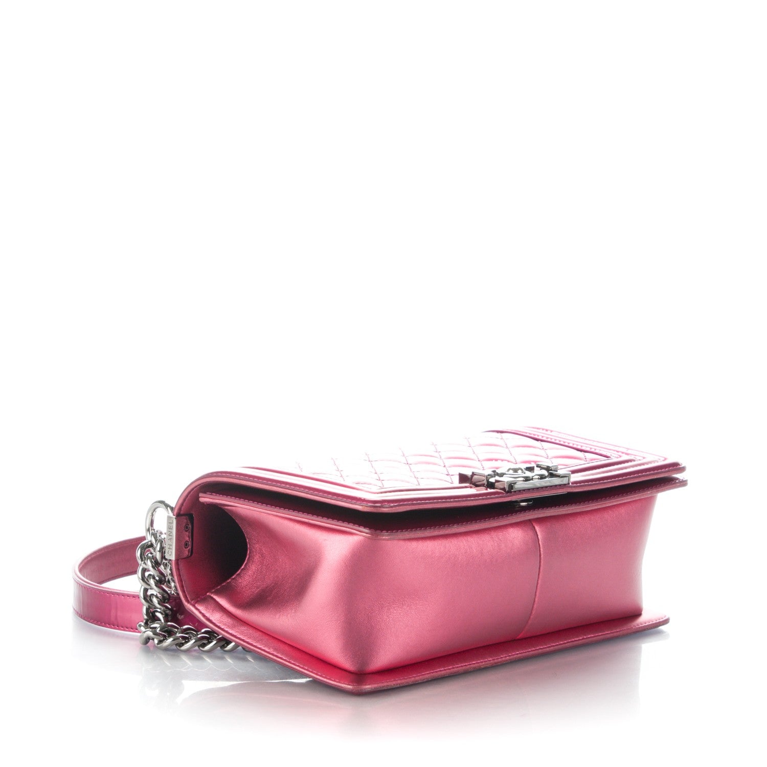 Chanel Metallic Patent Calfskin Quilted Medium Boy Flap Pink 4 of 7