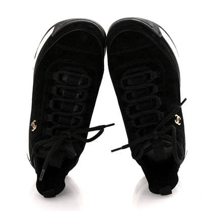 Chanel Suede Calfskin Nylon Grosgrain CC Sneakers 38.5 Black 2 of 11