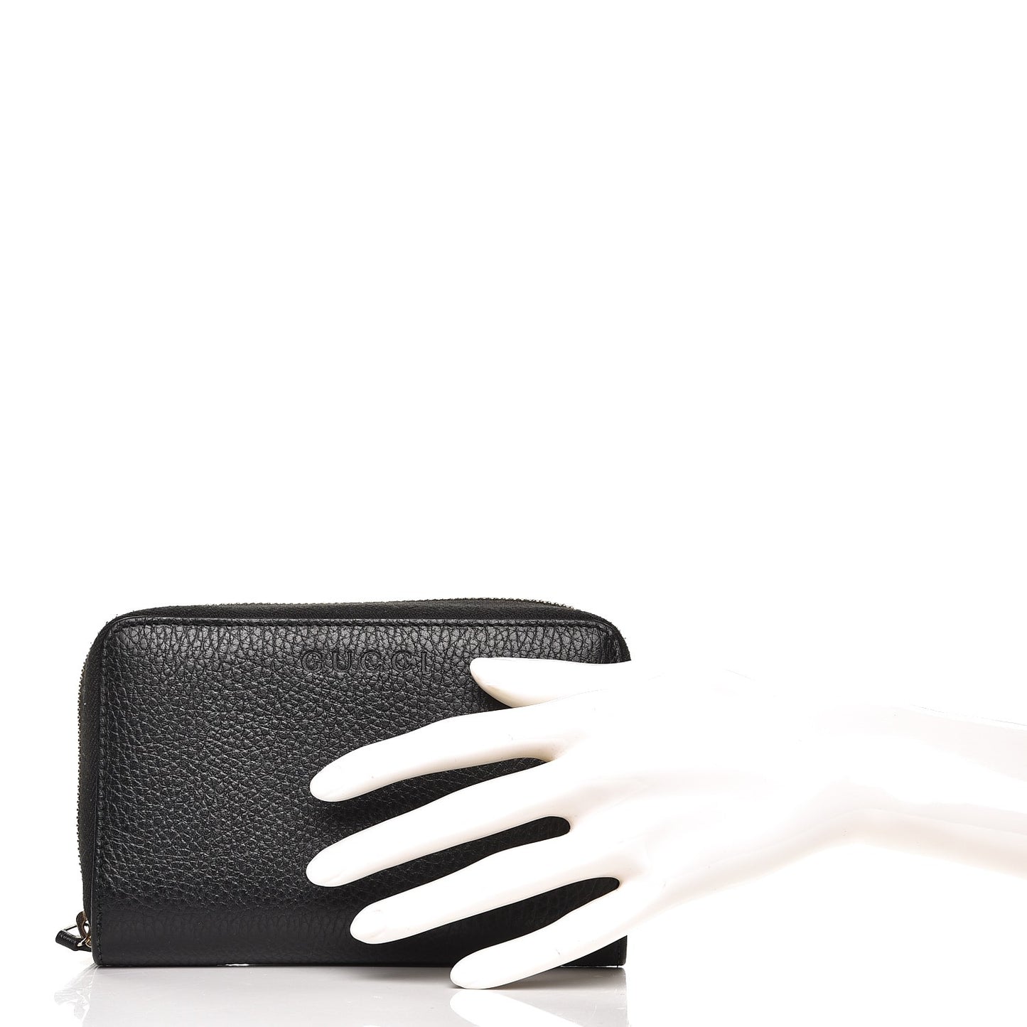 Pebbled Calfskin Zip Around Wallet Black