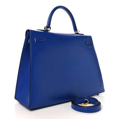 Hermes Tadelakt Kelly Sellier 35 Bleu Electrique 3 of 12