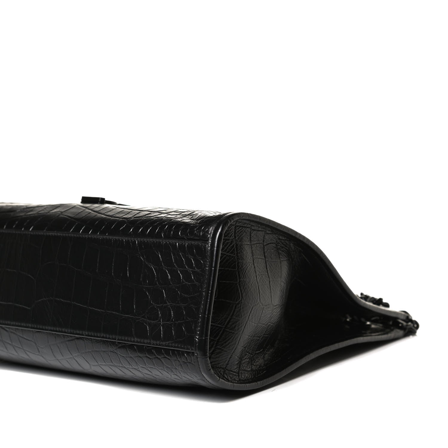 Saint Laurent Calfskin Crocodile Embossed Monogram Medium Niki Shopping Bag Black 11 of 13
