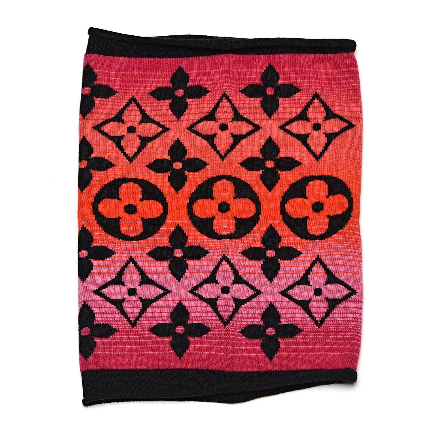 Louis Vuitton Wool Cashmere Monogram Sunset Snood Scarf Black 1 of 5