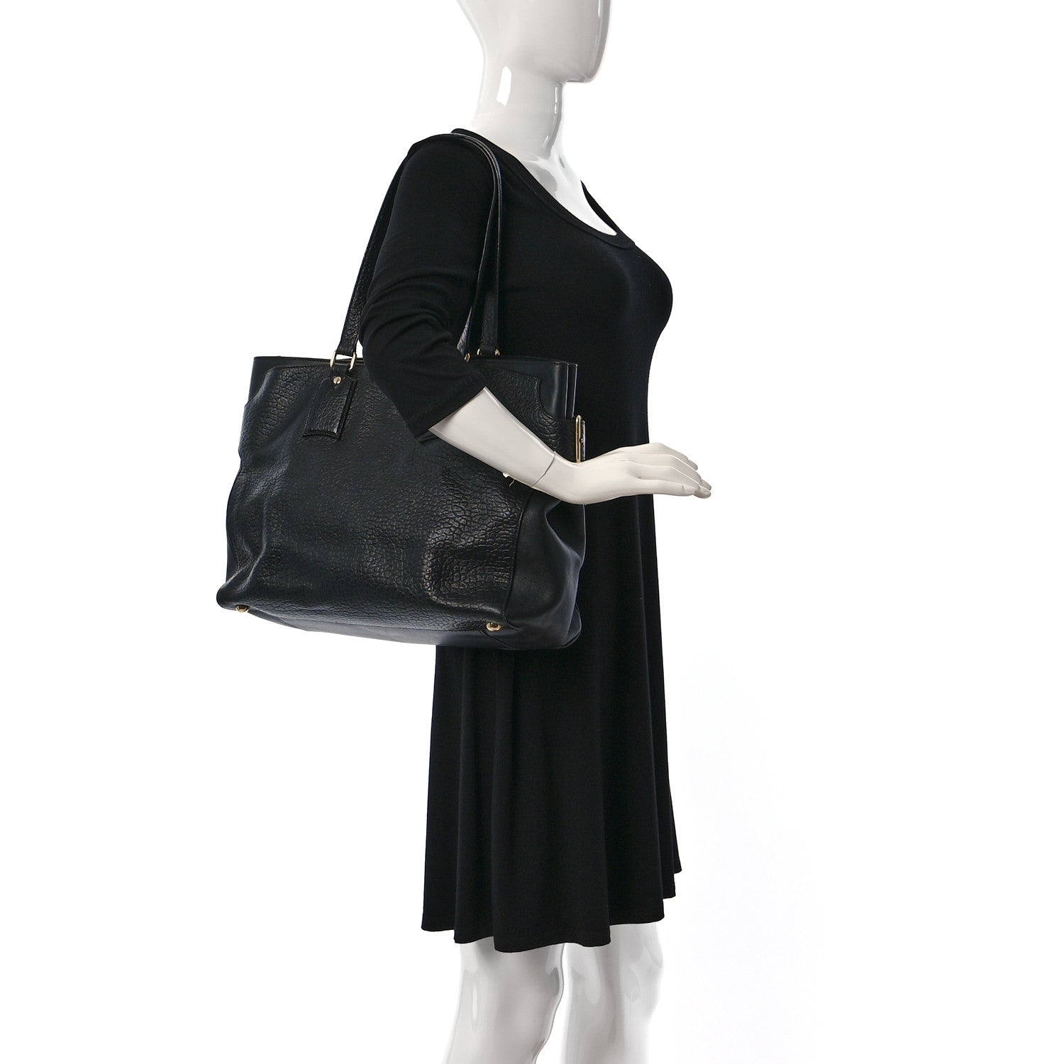 Burberry Signature Grain Calfskin Medium Tote Black 2 of 19