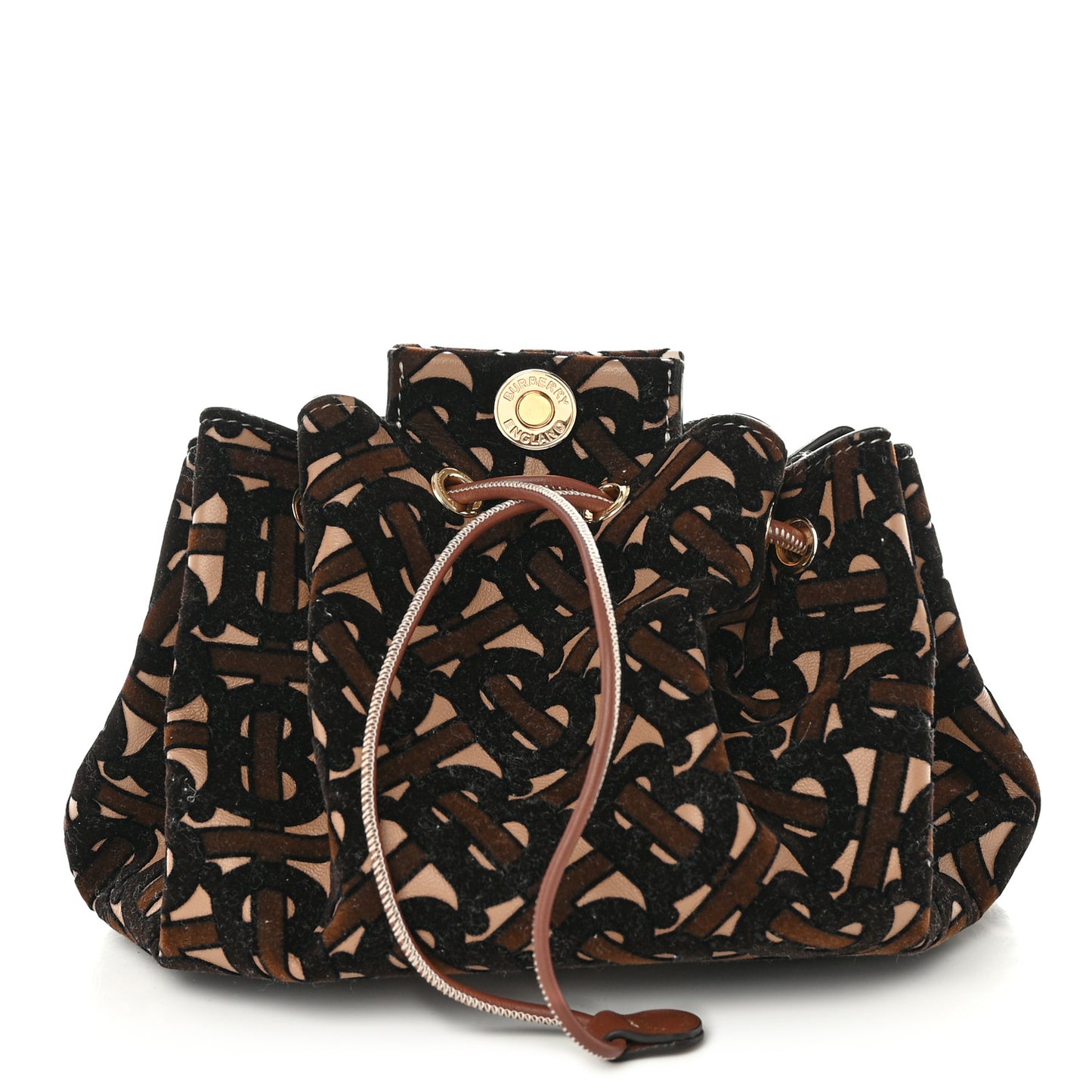 Velvet TB Mini Chignon Bucket Pouch Camel Buttermilk