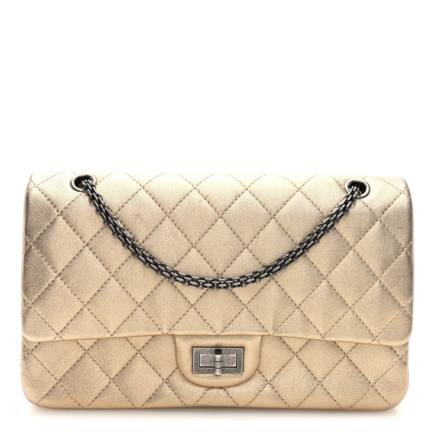 Chanel Metallic Aged Calfskin Quilted 2.55 Reissue 227 Flap Pale Gold 1 of 10