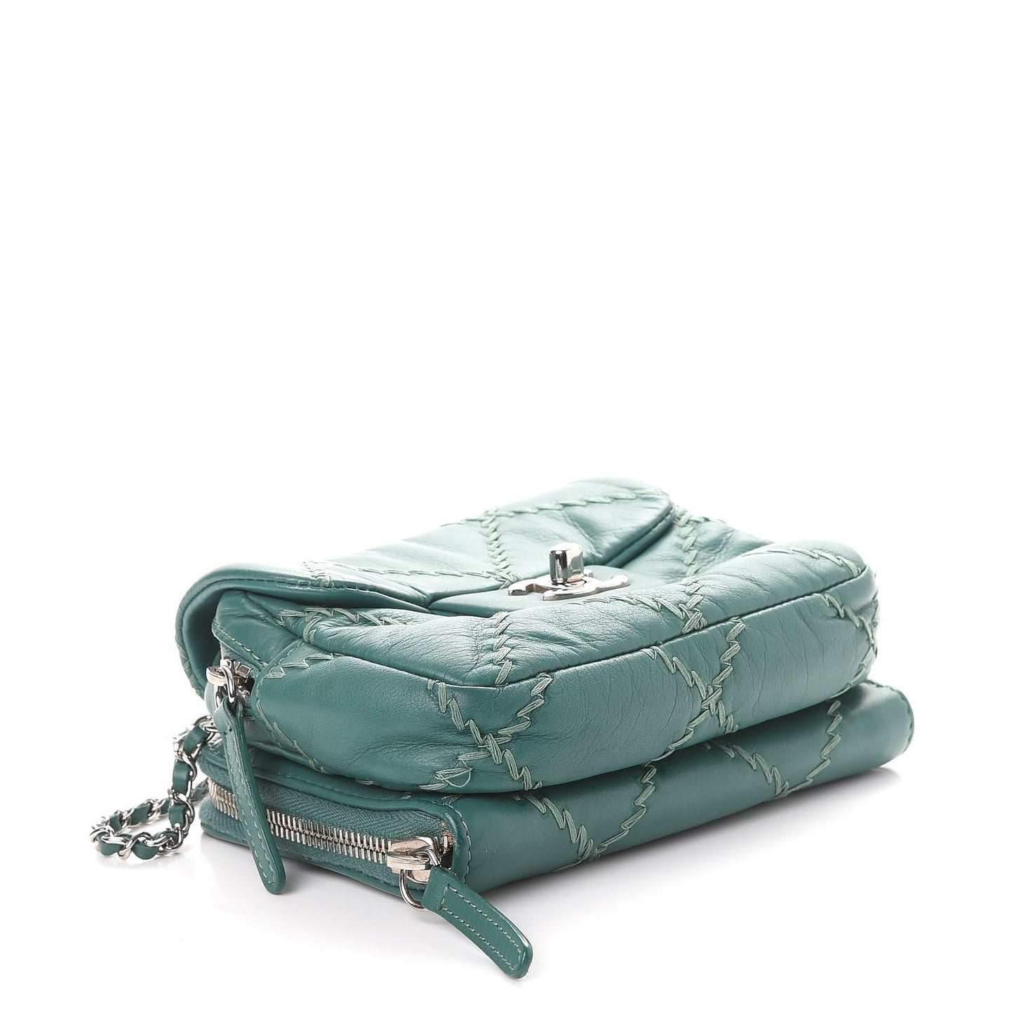 Calfskin Ultimate Stitch Mini Flap WOC Bag Turquoise