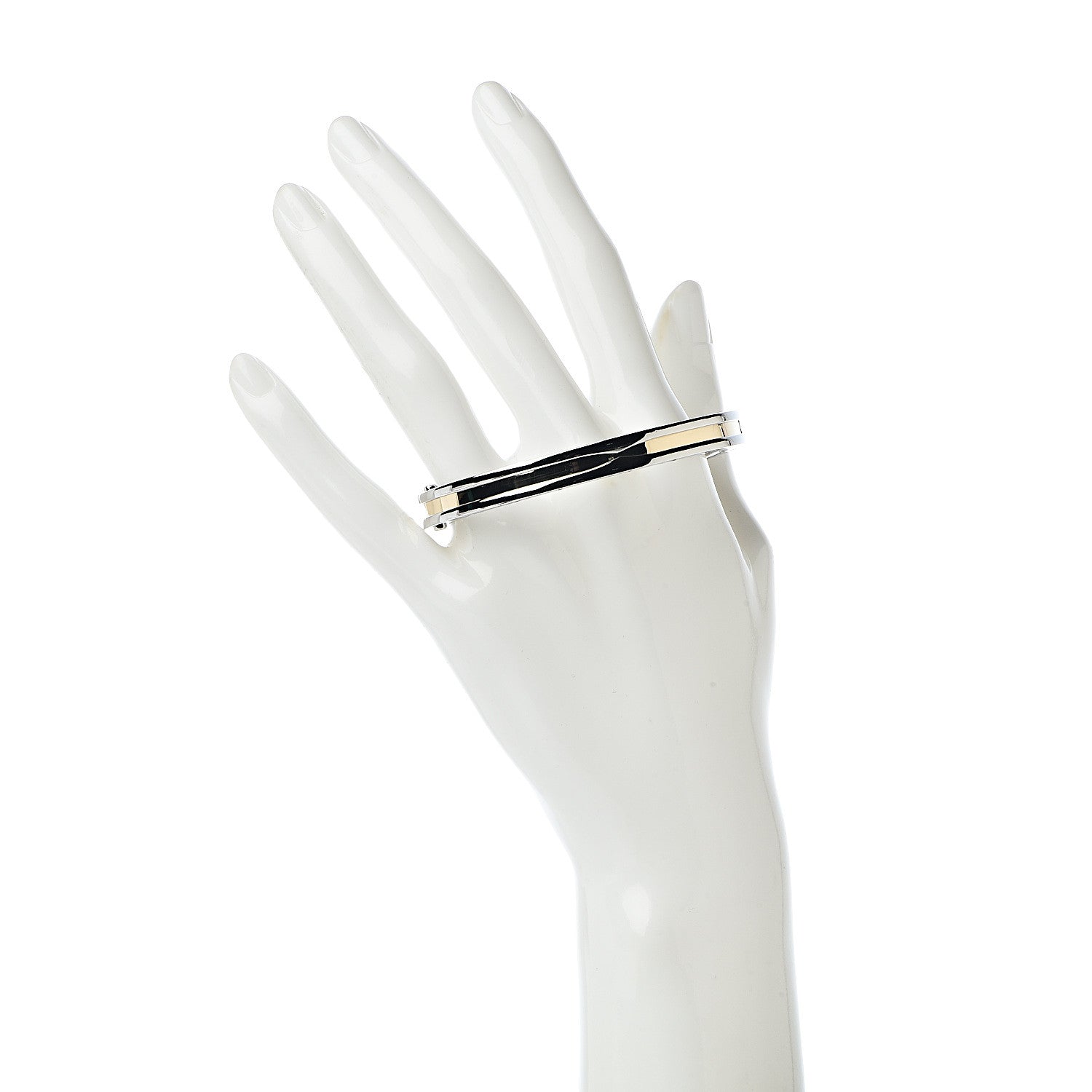 Bulgari 18K Yellow Gold Stainless Steel B.Zero1 Bangle Bracelet M 2 of 6
