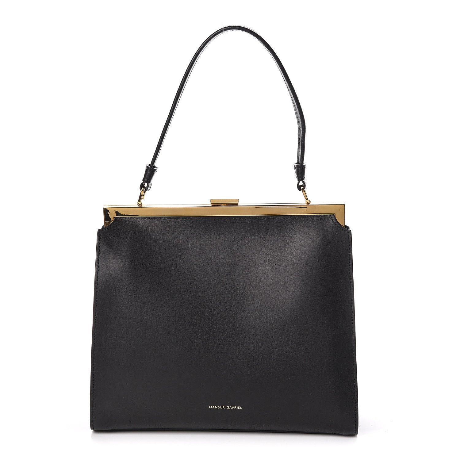 Mansur Gavriel Vegetable Tanned Calfskin Elegant Top Handle Bag Black 1 of 16
