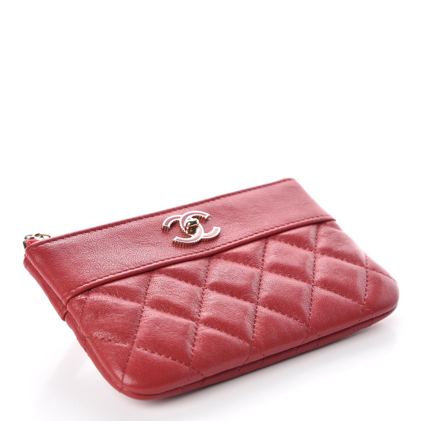 Sheepskin Quilted Small Vintage Mademoiselle Cosmetic Case Red