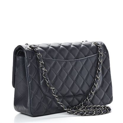 Chanel Caviar Quilted Jumbo Double Flap Navy Blue 2 of 9