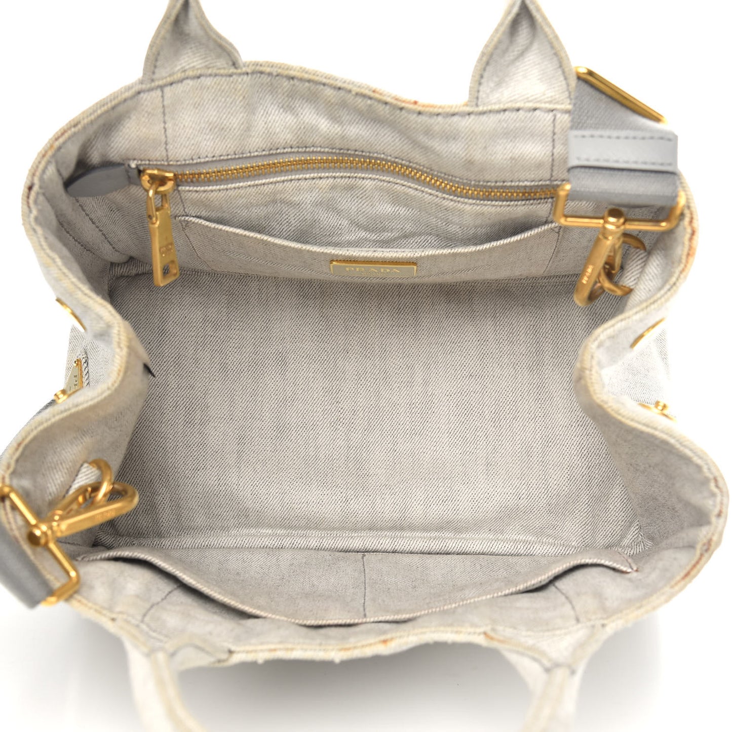Denim Small Logo Tote Bianco