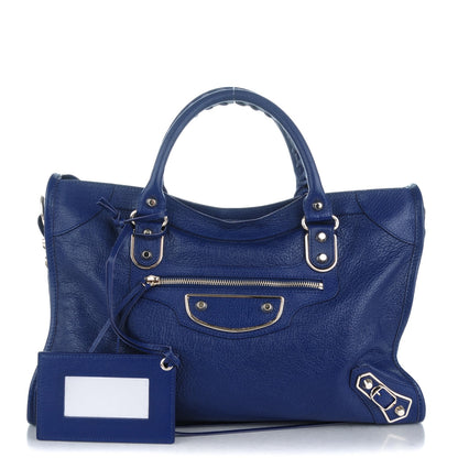 Balenciaga Chevre Metallic Silver Hardware Edge City Bleu Roi 1 of 7