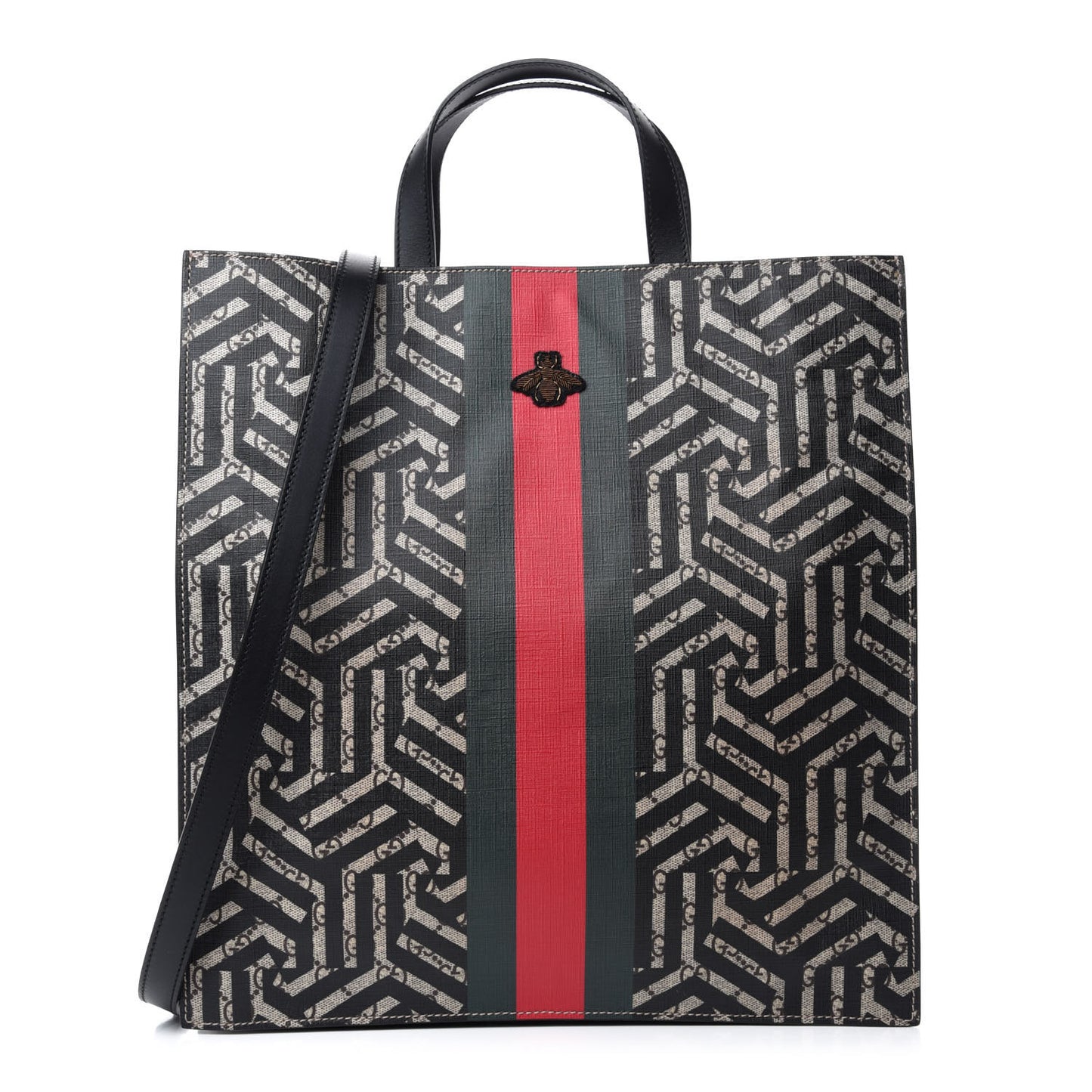 GG Supreme Monogram Caleido Web Vertical Tote Black
