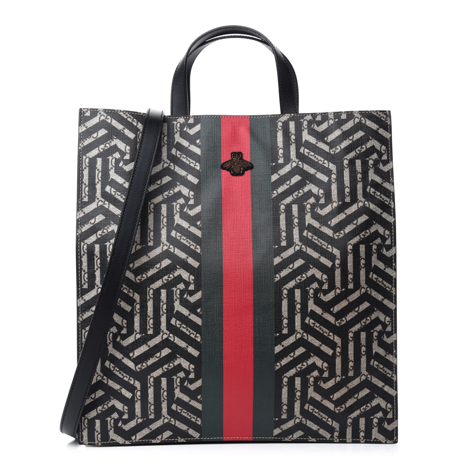 Gucci GG Supreme Monogram Caleido Web Vertical Tote Black 1 of 10