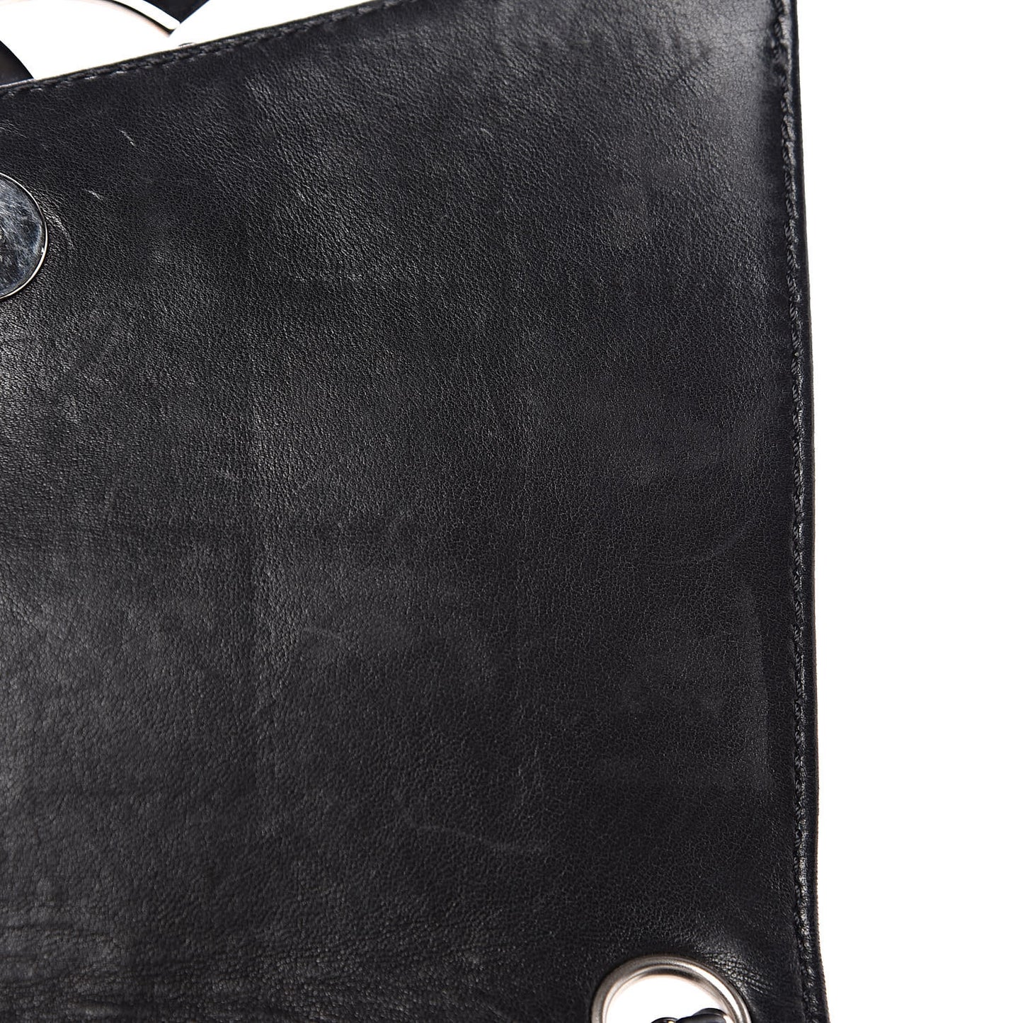 Patent Square Stitched CC Flap Clutch Black