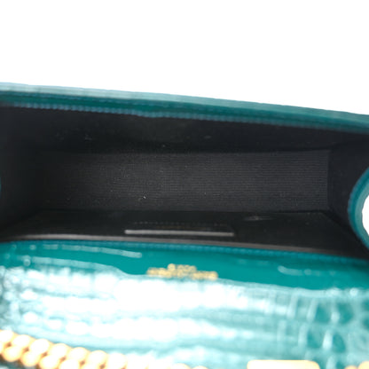 Saint Laurent Calfskin Crocodile Embossed Small Classic Monogram Kate Tassel Satchel Dark Green 5 of 10