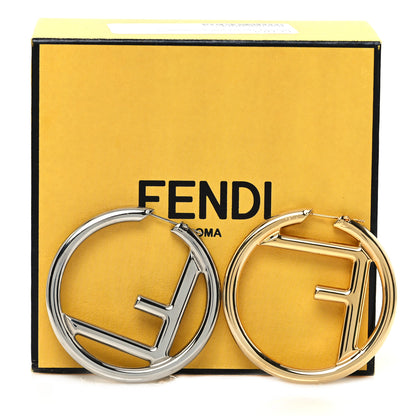 Fendi Metal FF Hoop Earrings Gold Silver 5 of 5