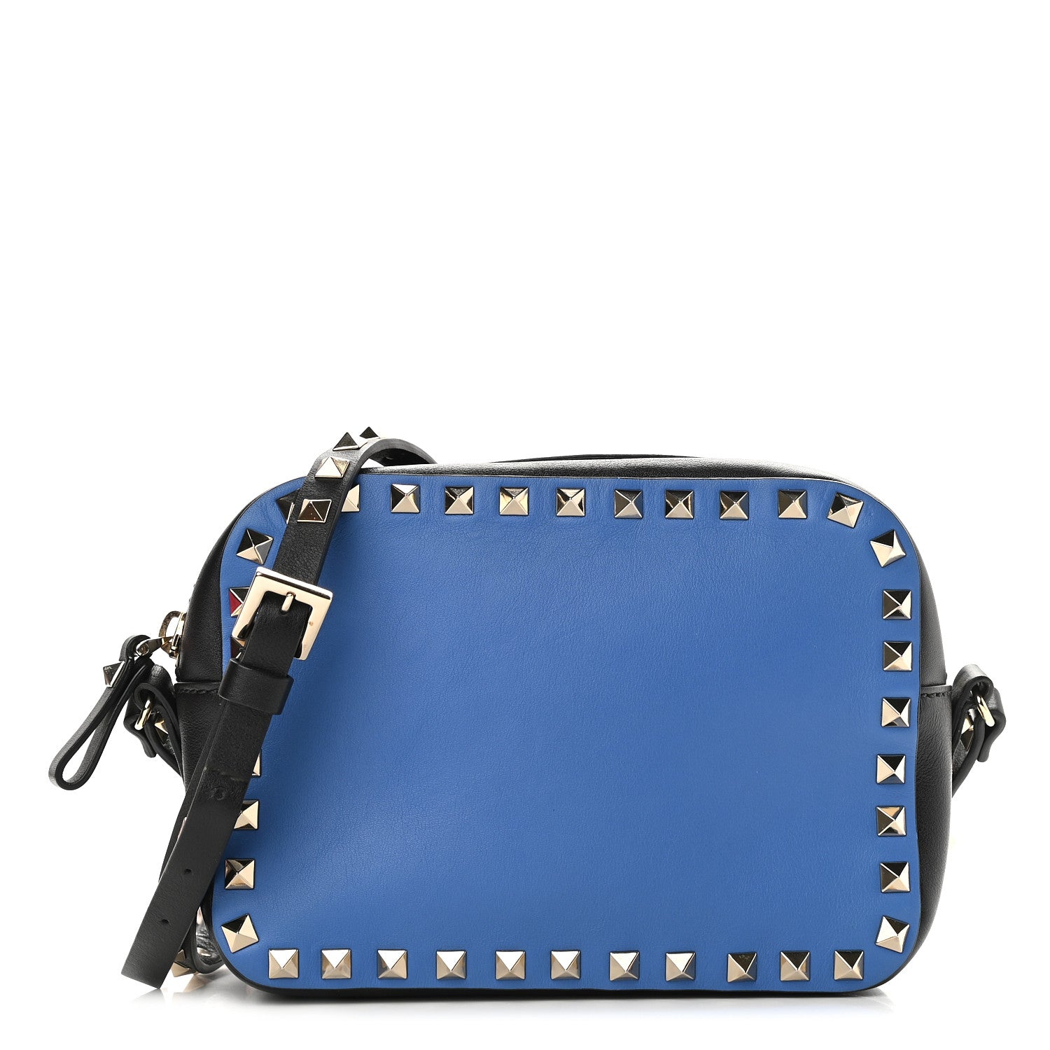 Valentino Garavani Calfskin Rockstud Camera Crossbody Bag Blue Black 1 of 8