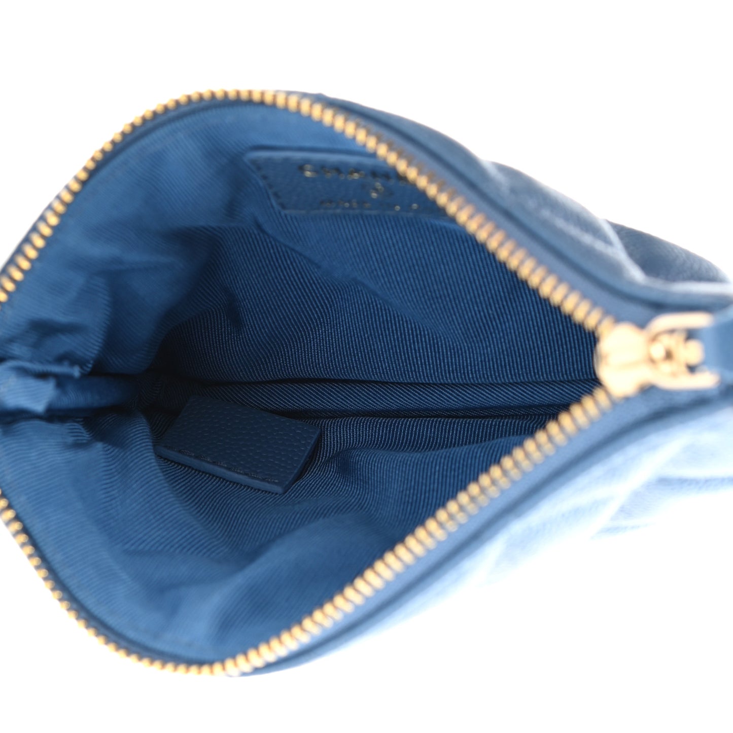 Caviar Quilted Small Cosmetic Case Blue