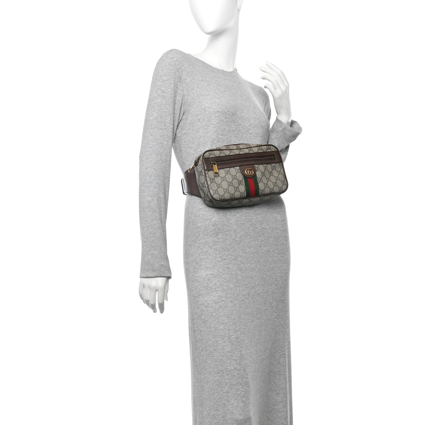 Soft GG Supreme Monogram Medium Ophidia Belt Bag Dark Brown