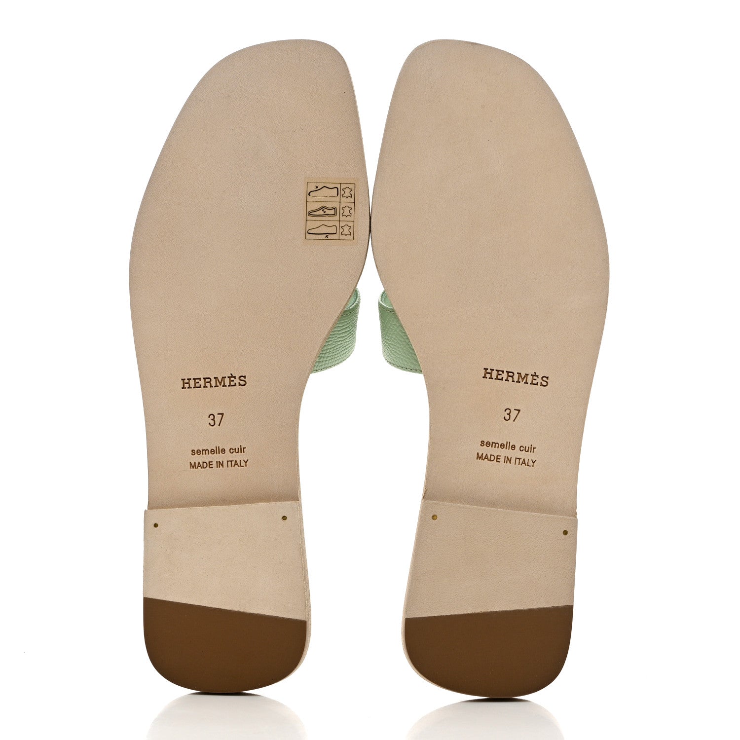 Hermes Epsom Oran Sandals 37 Vert Jade 5 of 9