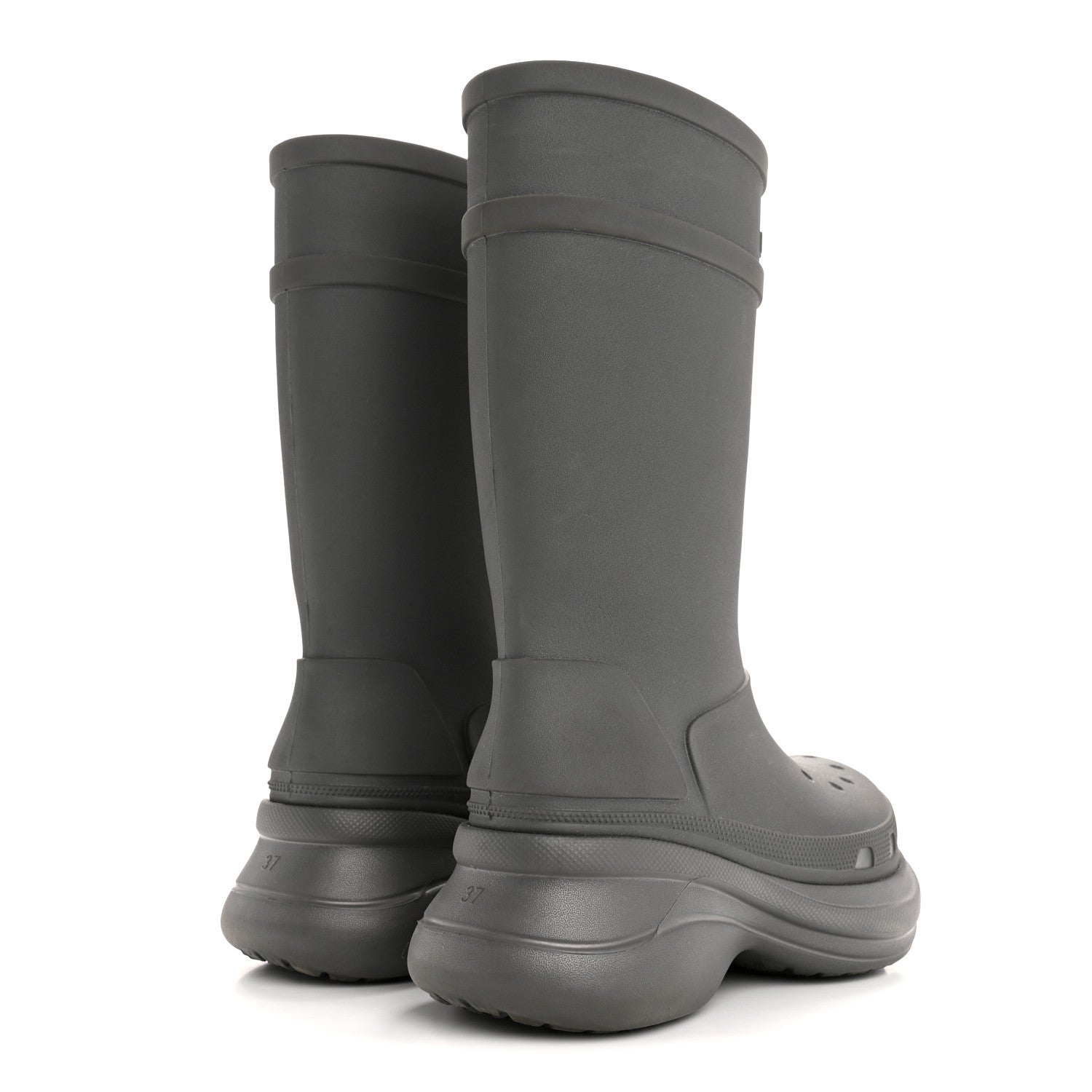 Balenciaga X CROCS Rubber Womens Rain Boots 37 Grafite 4 of 9