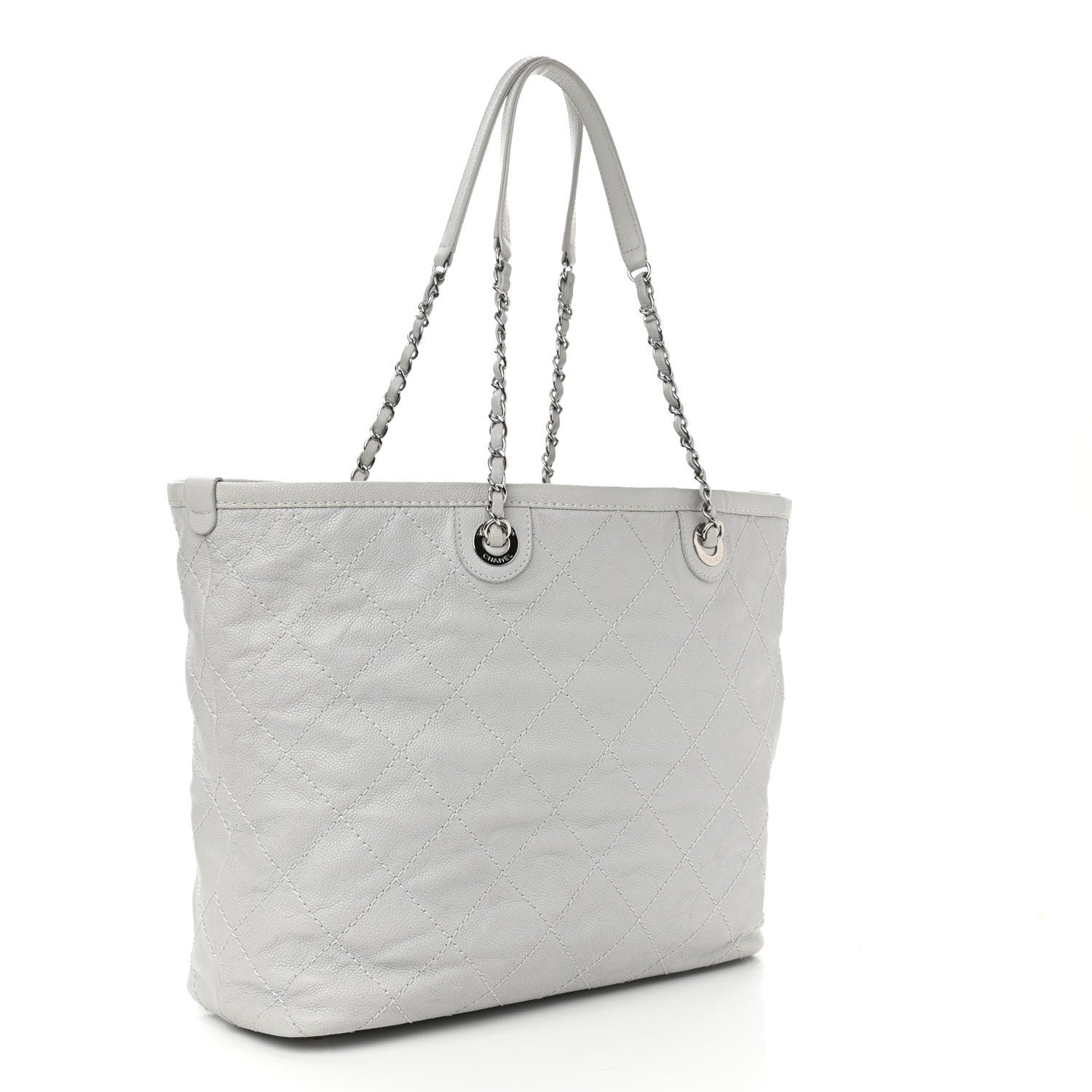 Chanel Grained Calfskin Quilted Small Daily Shopping Tote Light Grey 2 of 11